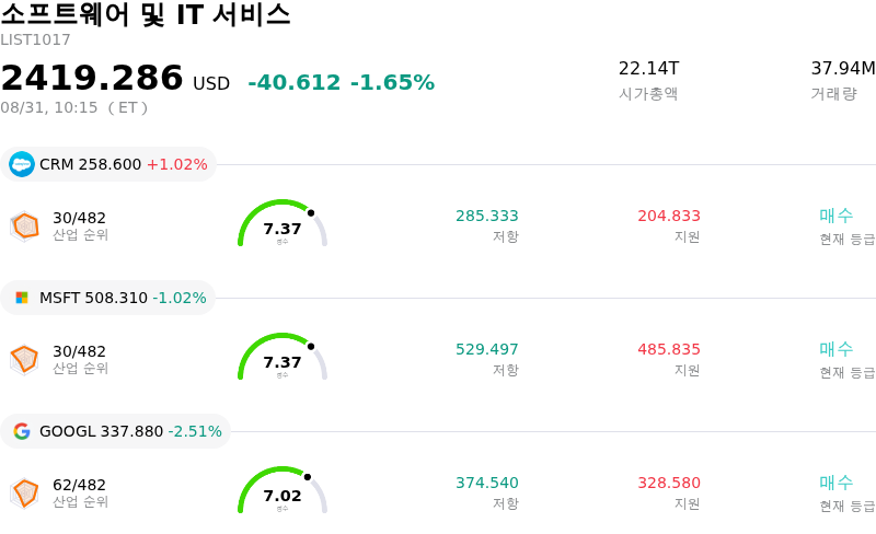 소프트웨어 및 IT 서비스