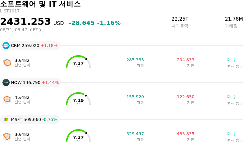 소프트웨어 및 IT 서비스