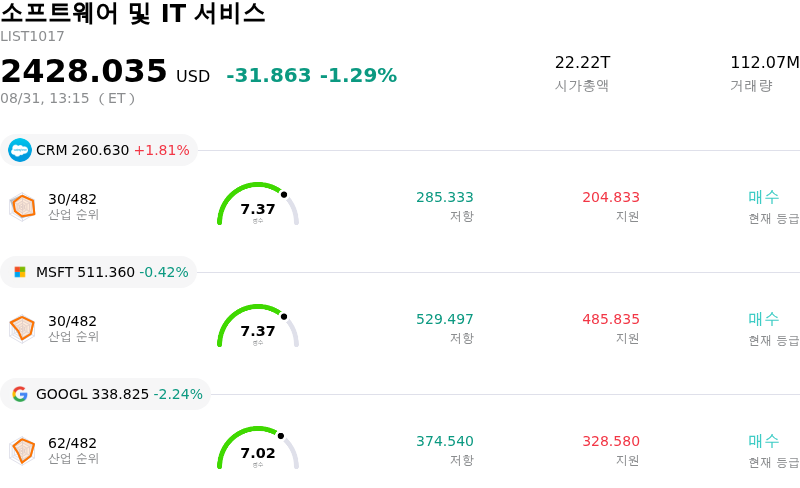 소프트웨어 및 IT 서비스