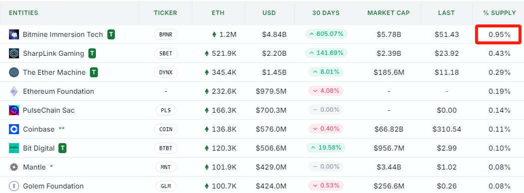Top ETH Holders – Source: Strategic Eth Reserve