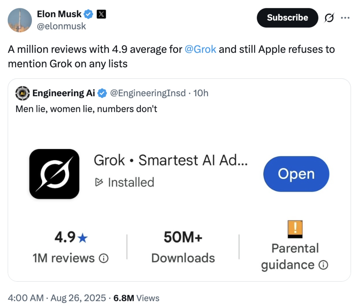 Musk's Twitter statement
