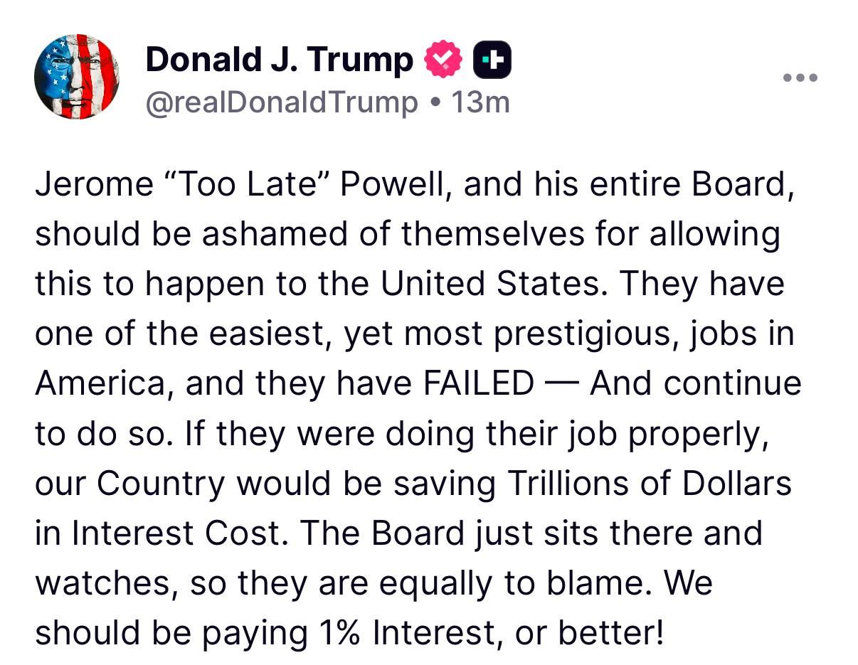 Trump blasts Powell
