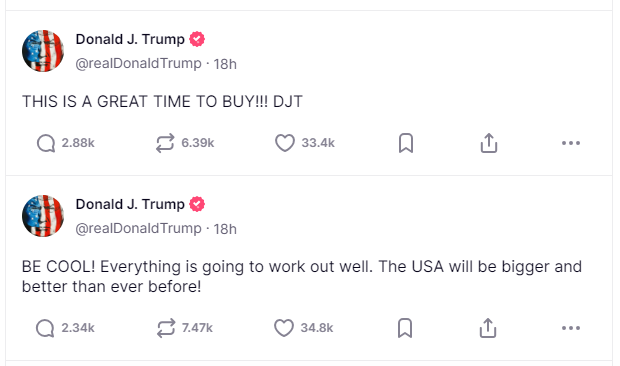 Content posted by Trump, source: Truth.