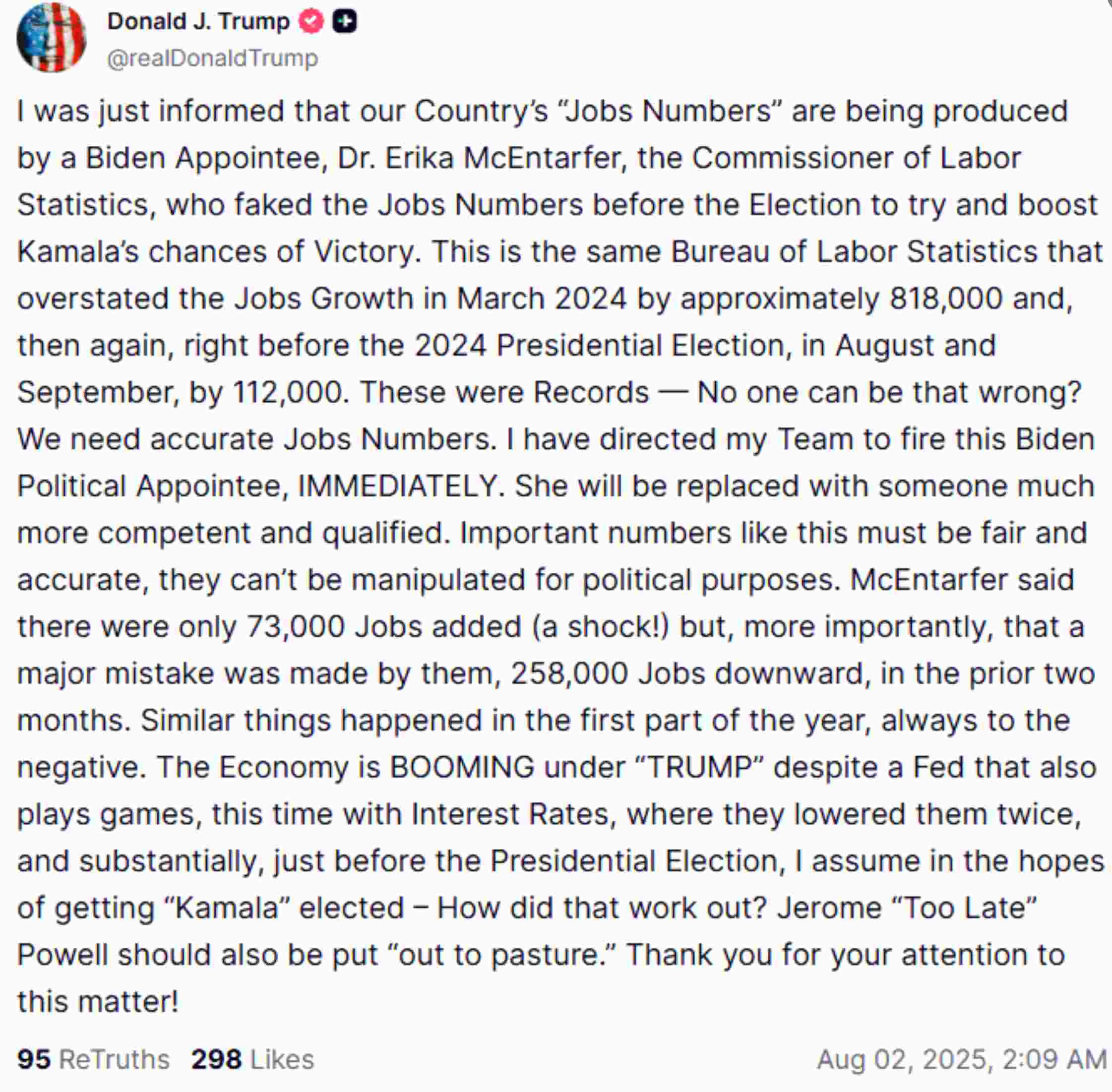 Trump spoke on social media